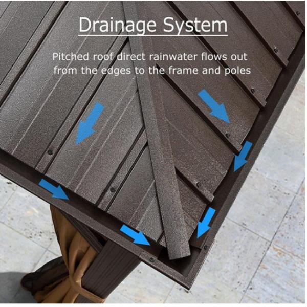 Gazebo con techo duro de aluminio y acero de 10 x 12