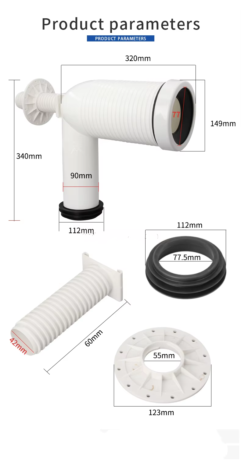 Plastic Drain Pipe For Toilet WC Connector Short Connection To Toilet Pan Connector P To S Pan Conversion