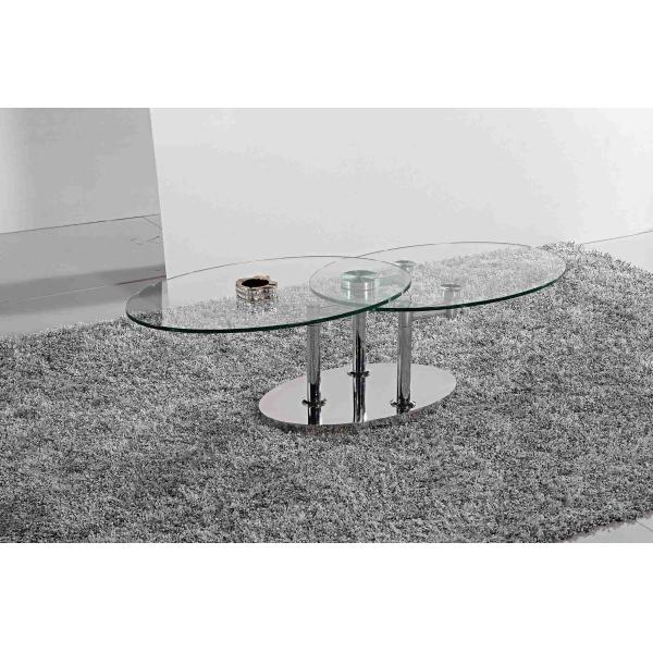 La mesa de comedor oval de cristal moderna plegable moderó el marco de acero inoxidable de cristal L200xW100xH75cm