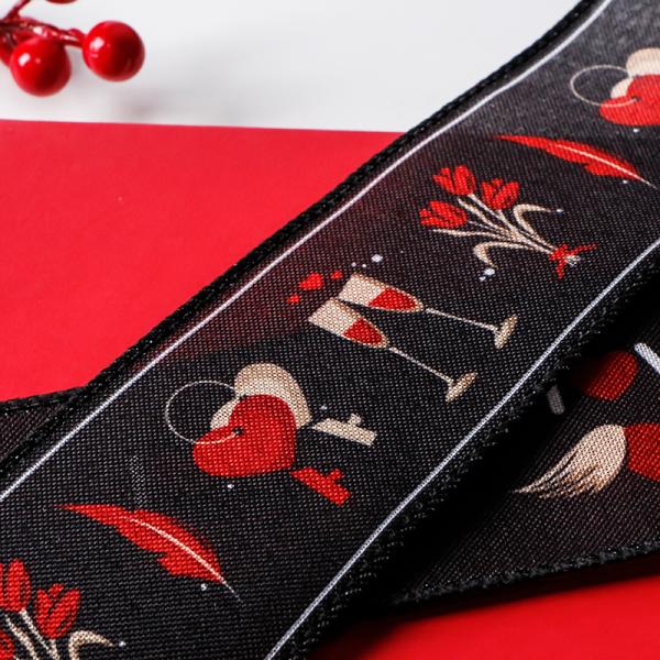 Christmas Decoration 63MM Wired Burlap Ribbon with Sweet Bear Print Wired Ribbon