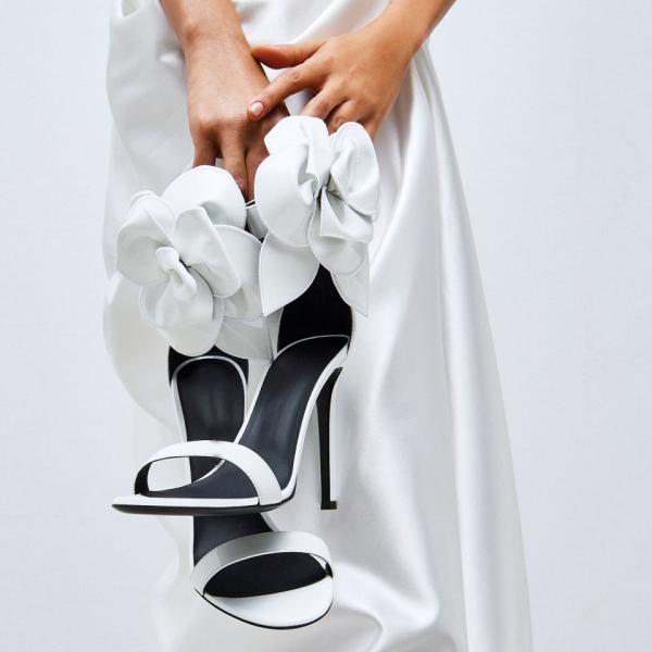 New Design White Heels Sandals For Ladies Shoes Open Toe Stiletto Shoes Sandal For Wedding High Heels