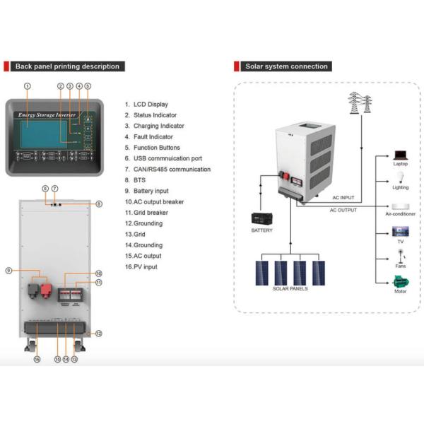 Трехфазный гибридный солнечный инвертор 10Kw 12Kw на инверторе решетки