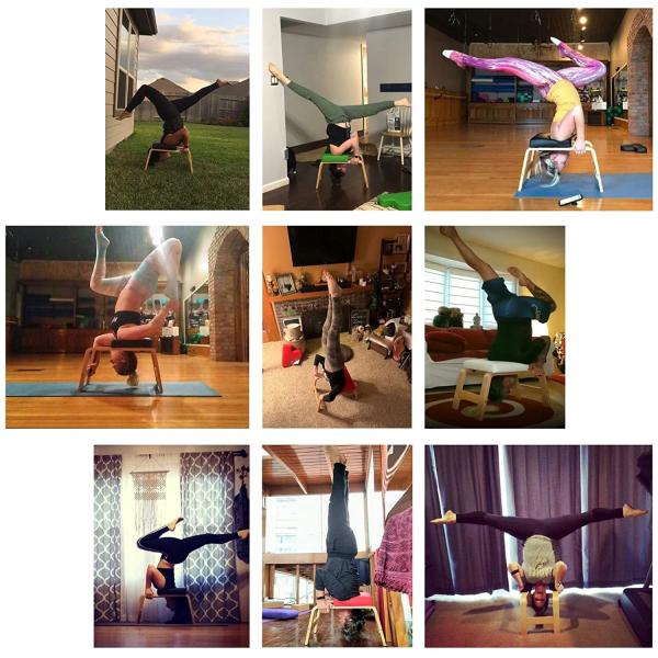 150kg Wood PU Yoga Stool Bench Headstand Promote Blood Circulation