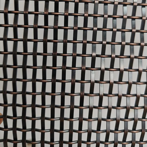 Decorative Antique Brass Copper Plated Stainless Steel Crimped Flat Wire Mesh  Interior Grilles For Building Facade Partition Divider  Curtain Wall