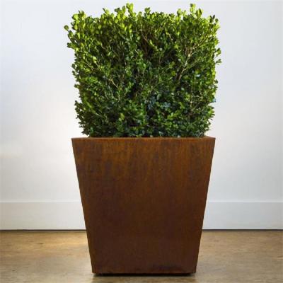 Caixa quadrada afilada de aço do plantador de Corten da cor rústica morna para a paisagem do jardim