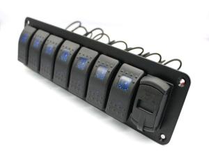 DC 12V 7 Gang Rocker Switch Panel With 4.8 Amp Dual USB Charger LED