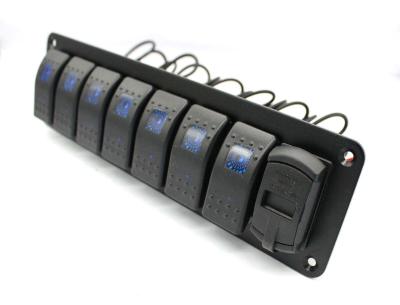 DC 12V 7 Gang Rocker Switch Panel With 4.8 Amp Dual USB Charger LED