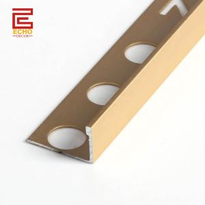Matte Gold 10mm Straight Aluminium Tile Trim Chrome Exterior Tile Edge Trim