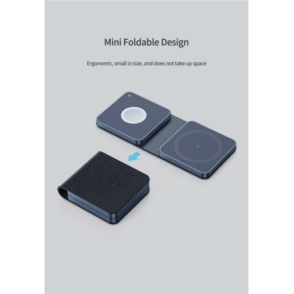 Foldable Wireless Charger With 5W~15W Fast Charging Black/Light Blue/Dark Blue/Red/Green