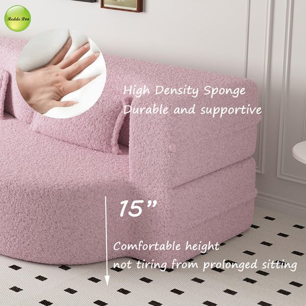 Modern Minimalist Teddy Fabric Compressed Sofa Bed Space-Saving Living Room Furniture Convertible 2 Seater Sofa Folding Sofa Bed