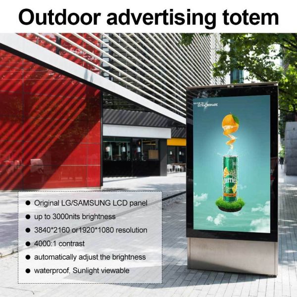 55 Inch IP55 Weatherproof Capacitive Touch Screen Floor Standing Digital Kiosk for Outdoor Advertising