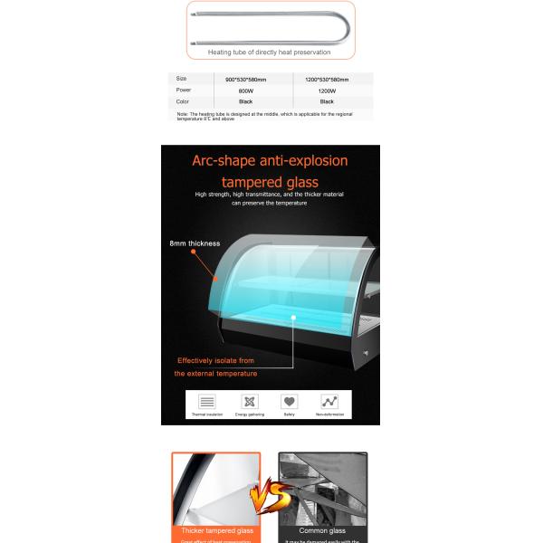 Витрина из изогнутого стекла Электрический промышленный ресторан закусочная 2 слоя горячее питание дисплей теплее