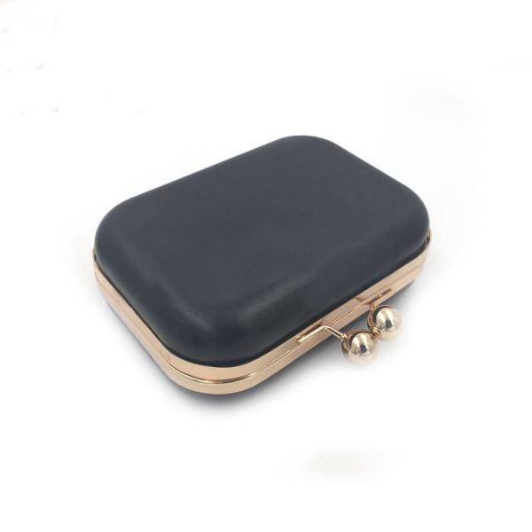 Factory price evening bag square shape plastic shell with gold purse metal frame