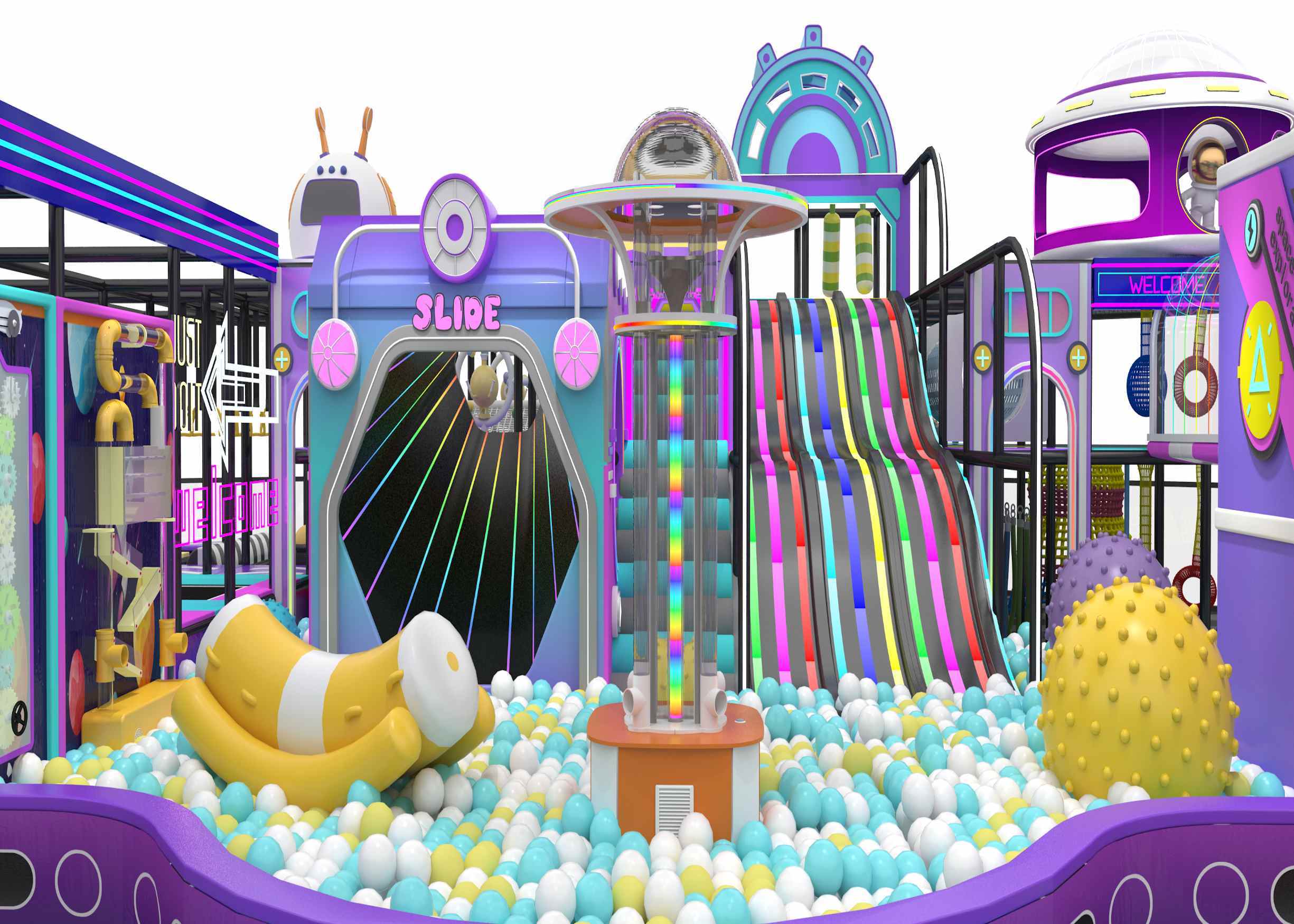 Custom Macaron Soft Play Structure Family Entertainment Center Indoor Home Villa Playground