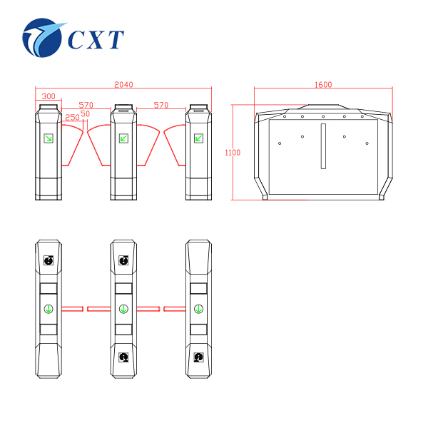 Indoor Electronic Barrier Gates 600mm Passage Width 304 Stainless Steel Y260T