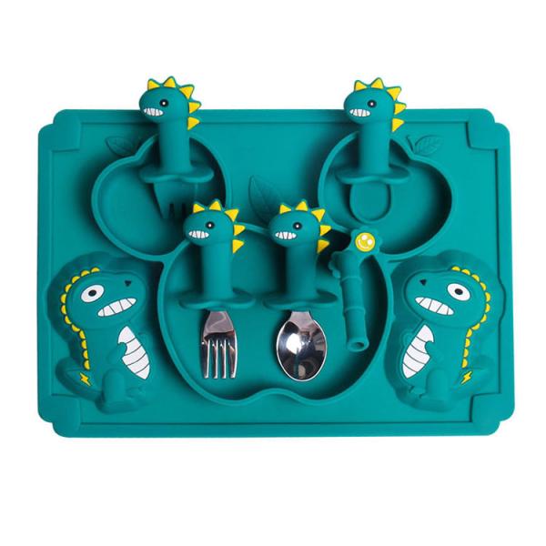 Food Silicone Childrens Plates Eco Friendly Baby Tableware Set Spoon Plate Bowl