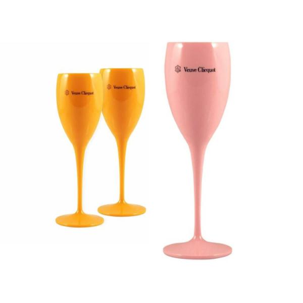 Veuve Clicquot Plastic Champagne Flute Glasses Acrylic Yellow Pink Champagne Flutes