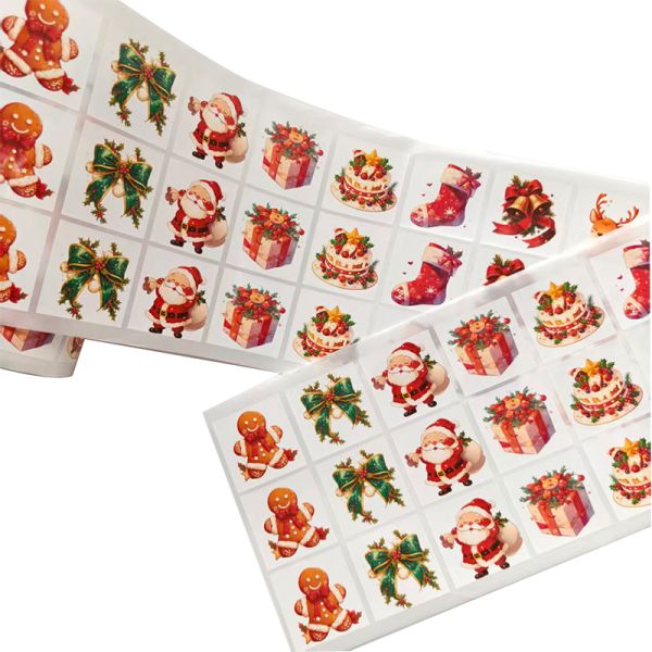 Customized Printing Self Adhesive Paper Christmas Holiday Labels Christmas Gift Sticker Labels Cartoon Sticker Sheet