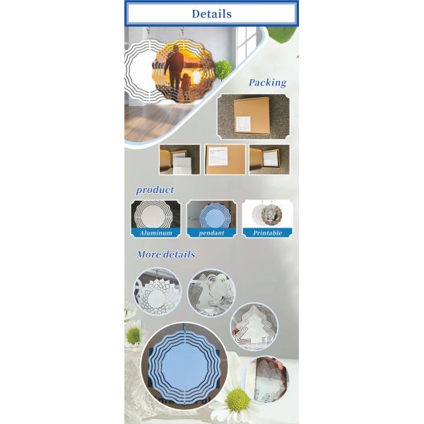 High Quality New Design Aluminum Sheet Wave Sublimation Wind Spinners Blanks Yard 3d Metal Wind Spinner Spiral for Decoration