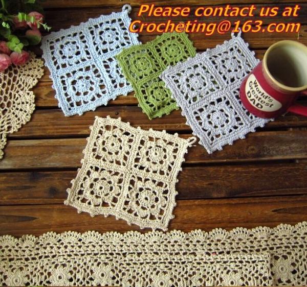 Household Handmade Flower Crochet Doilies, Round Cup Mat Pad, Coaster Placemats, doily