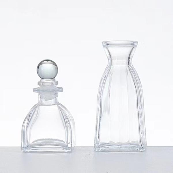 Glass Collar Manufacture Creative Unique 8oz 14oz Candle Jars with Gold Lids