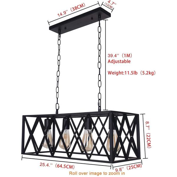 Vintage Chandeliers Iron Retro Kitchen Lamp E27 Edison Bulbs Stairs Store industrial chandelier(WH-VP-73)