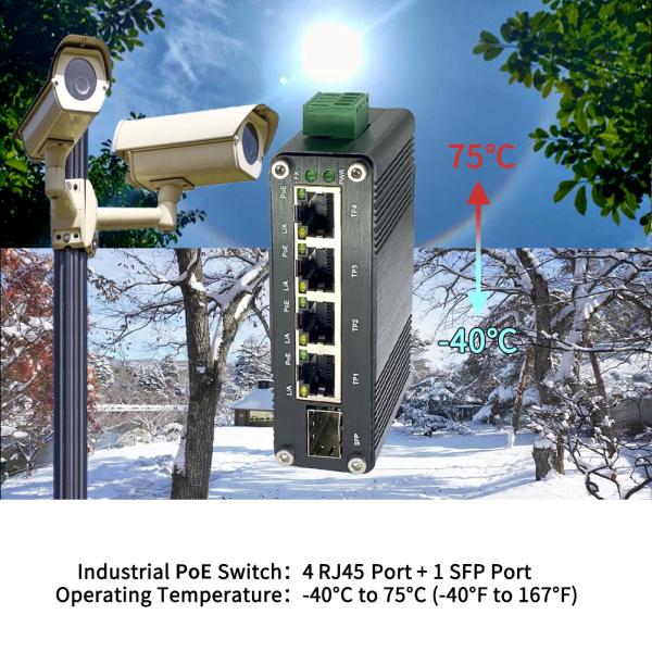 Рельс Din IEEE 802.3at установил промышленный канал 12V-48V переключателя 4 POE