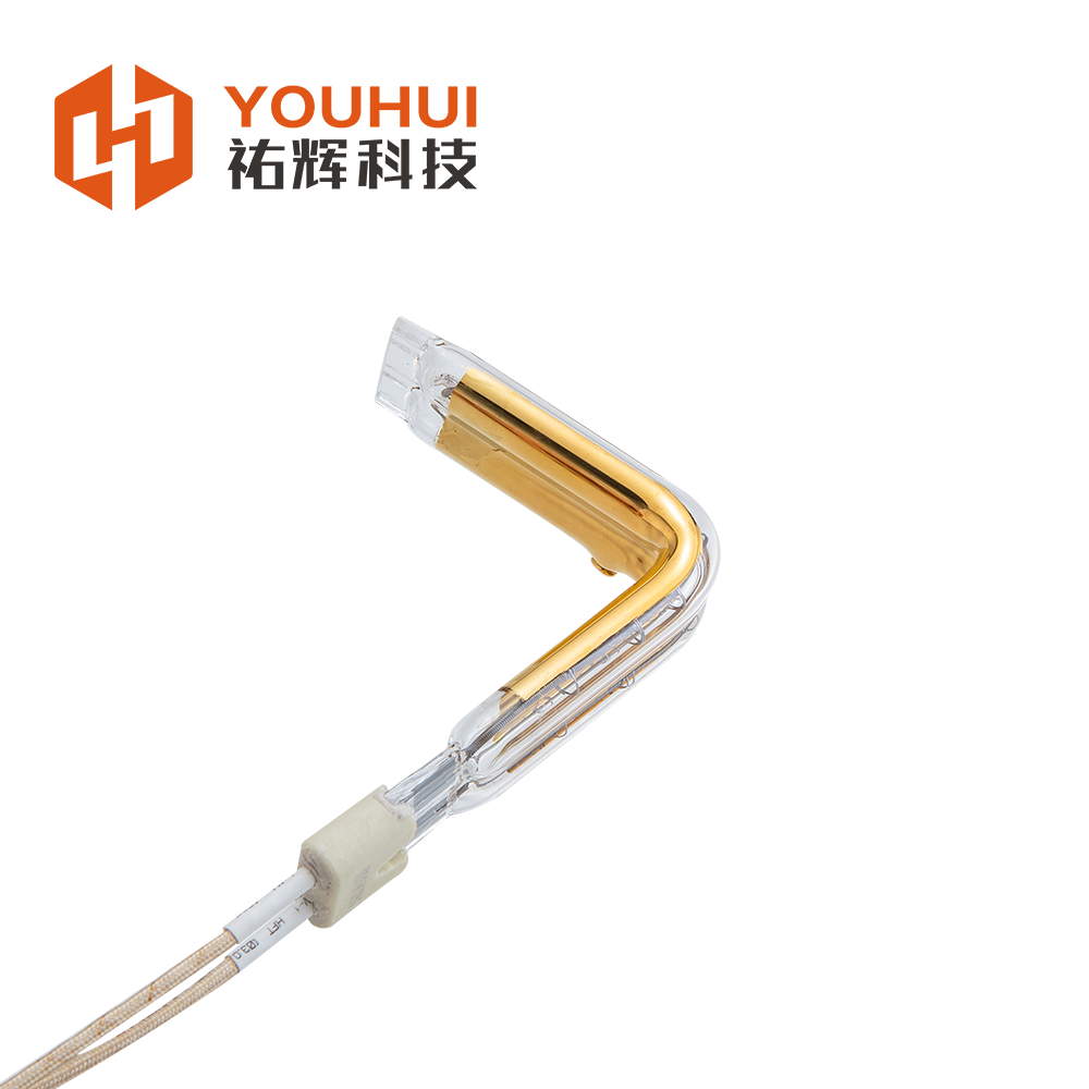 L Shape Gold Coated Infrared Heating Element Tube with Visible Light Transmission >93% and UV Light Transmission >85% for Industrial Applications