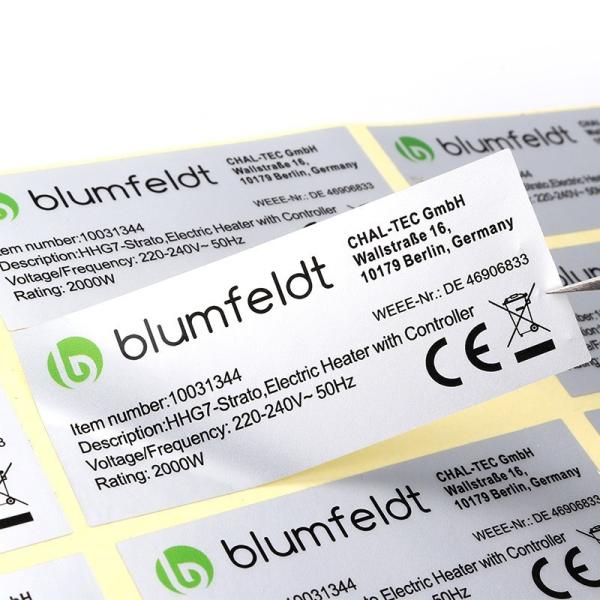 Oil Proof Matte Silver PVC Sticker Labels Custom Printed Strong Adhesive Labels