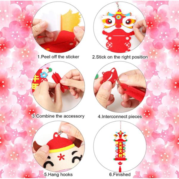 40*10cm Felt Holiday Decorations With Dragon And Ox Design