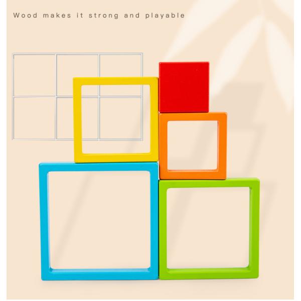 Wooden Montessori Baby Developmental Toys Art Geometric Creative Puzzle Rainbow