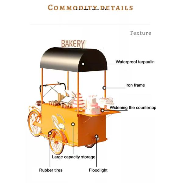 Mobile Electric Bicycle for Fast Food Portable Coffee Bike Flower Snack Selling Cart