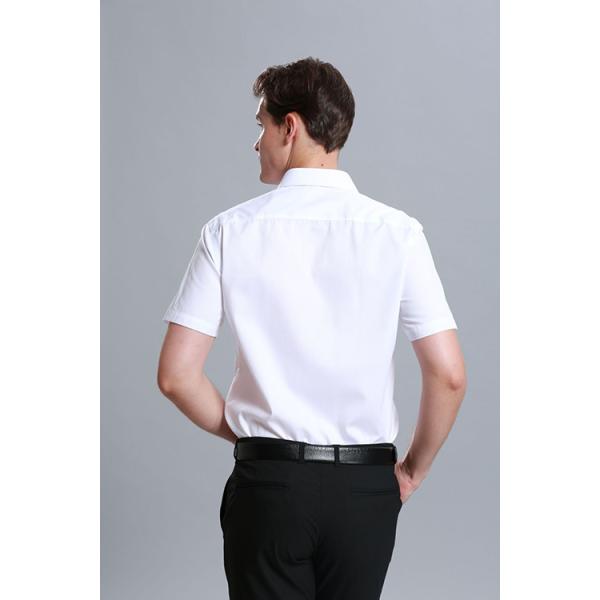 Spring Fashion Button Down Custom Business Shirts White Short Sleeve 100% Cotton