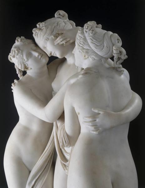 Stone hand carved statue Three graces lady marble sculpture for art gallery,stone carving supplier