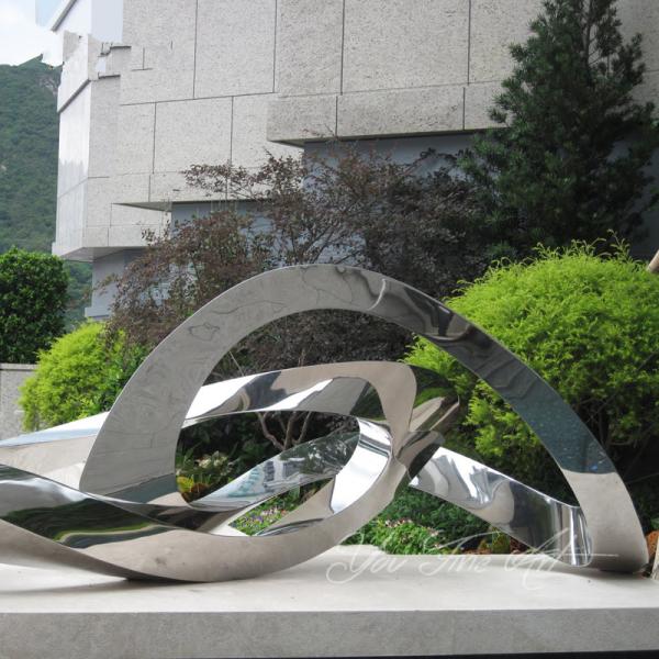 Outdoor Garden Stainless Steel Abstract Sculpture / Metal Garden Sculptures For Decor