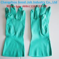 Los guantes protectores químicos resistentes del trabajo del nitrilo espesaron