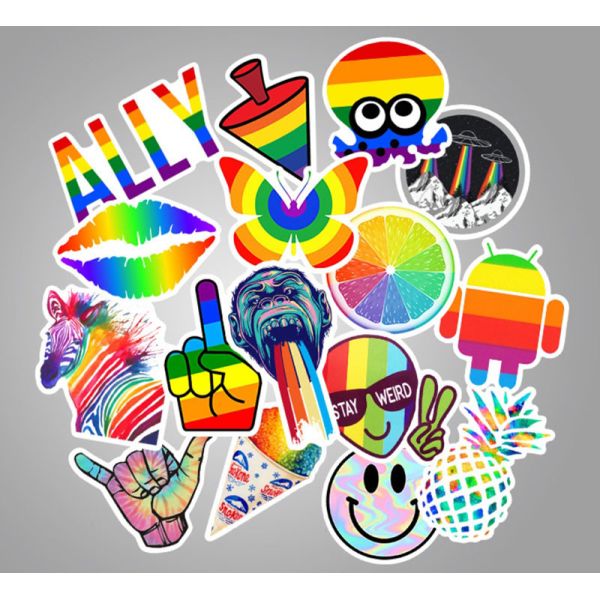 Personalized BOPP Rainbow Kiss Cut Stickers Printing for Wall Decal