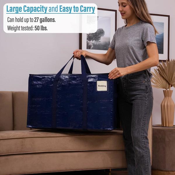Heavy Duty Extra Large Clear Moving Bags W/Backpack Straps Strong Handles & Zippers, Storage Totes For Space Saving