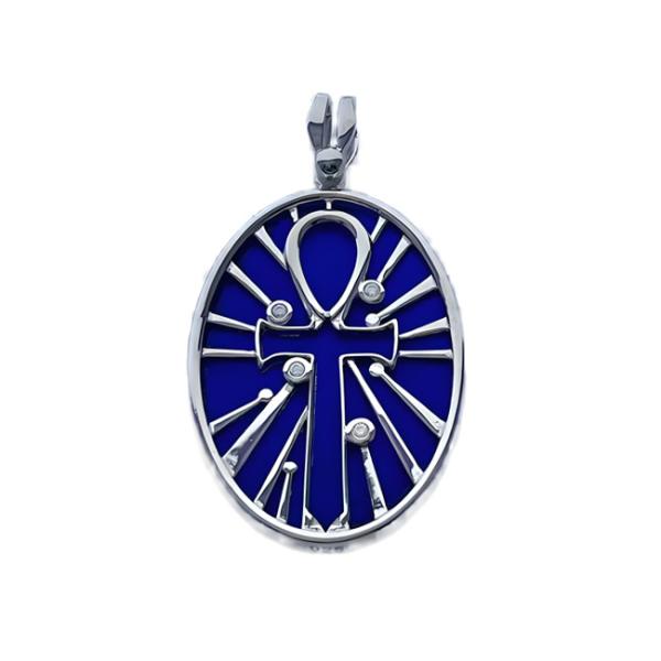 Roral Blue Cosmic Timeless Iron Meteorite Pendant Handmade 18*25mm