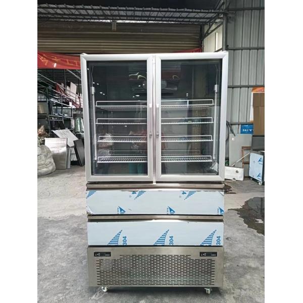 Upright Refrigerator 2 Glass Door For Freezer 2 Drawers For Chiller For Kitchen With 110V/60Hz