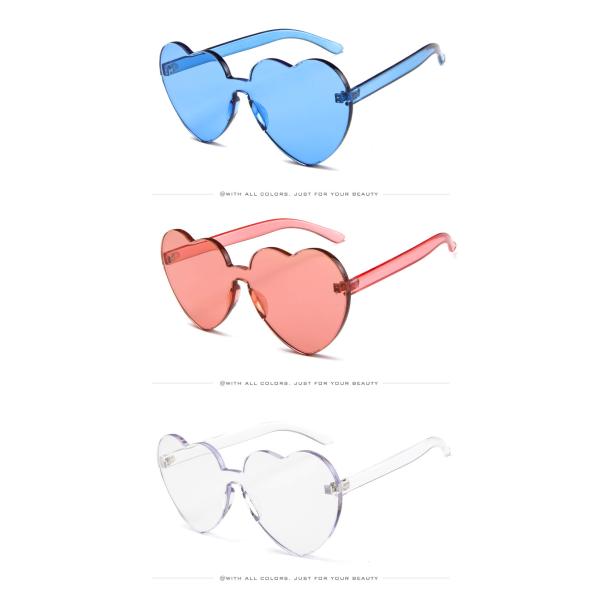 BSCI Love Heart Shaped Sunglasses Clear Jelly Color For Women Lady