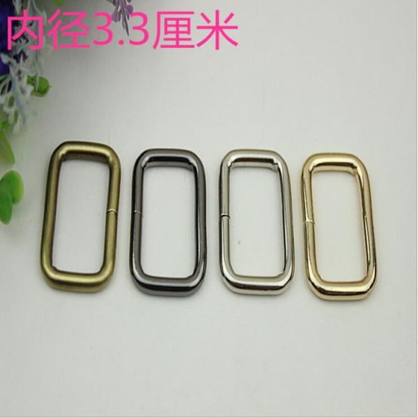 Wholesale light gold 33 mm metal wire iron square ring strap buckle for bags