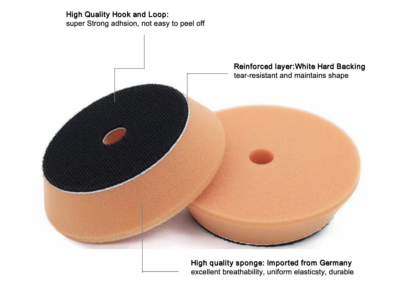 Beveled Edge Foam Polishing Pad Light Cutting Orange Car Polishing Pads