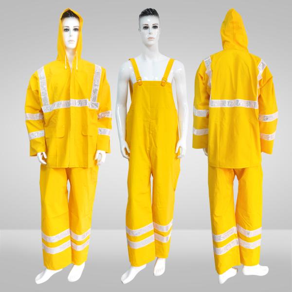 PVC poliéster con capucha abrigos de lluvia ropa de trabajo de dos piezas unisex Hi Vis abrigos de lluvia