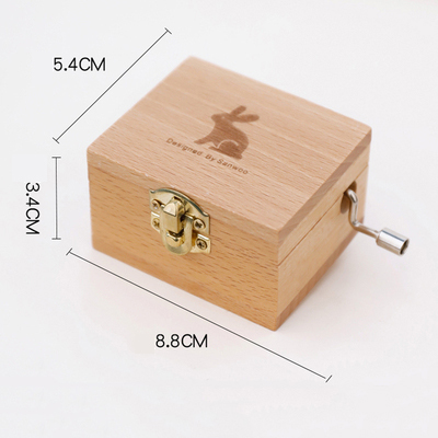Christmas Holiday Wooden Jewelry Music Box with Silk-Screen Printing and Burned Design