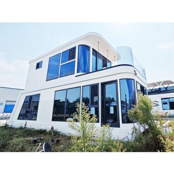 Small 2 Deck Aluminum House Boat Custom luxury Pontoon Houseboat 25 People