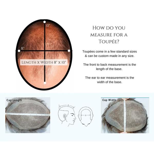 Swiss Lace Injected Toupee for Men 100% Human Hair Replacement System 24mm Texture