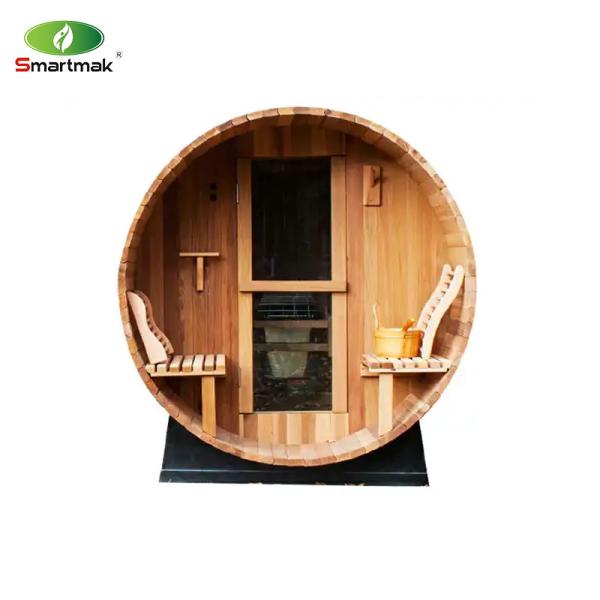 Canadian Red Cedar Wood Outdoor Sauna Steam Barrel Sauna With Wood Stove