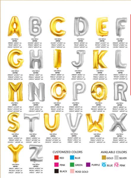 Foil Letter Balloons,Alphabet banner Balloons for party decoration