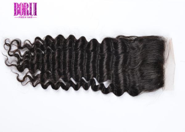 Deep Wave Human Hair Lace Closure 4*4 Light Brown No Tangling No Shedding